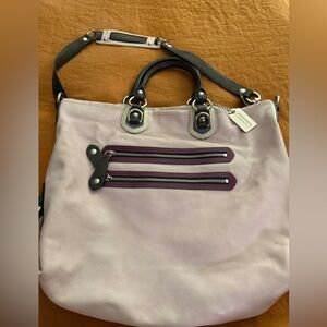 Coach Lilac Leather Tote with Contrast Trim